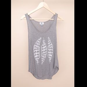 White and Gray Feather Tank Top